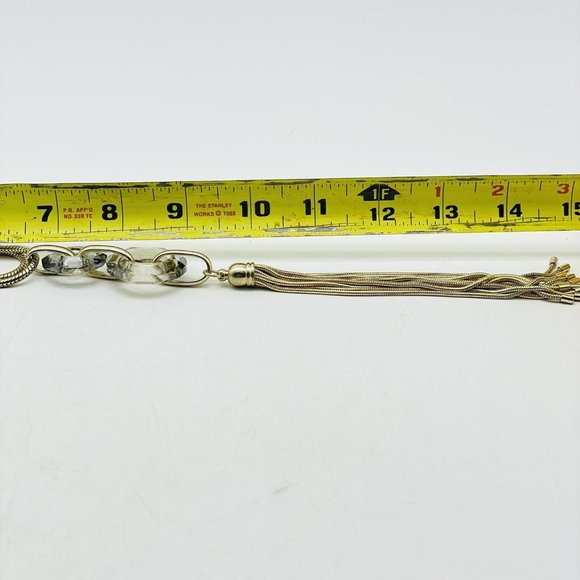 Mythologie Signed Snake Chain Medallion Necklace Mirrored Acrylic Circles Gold - Picture 6 of 9